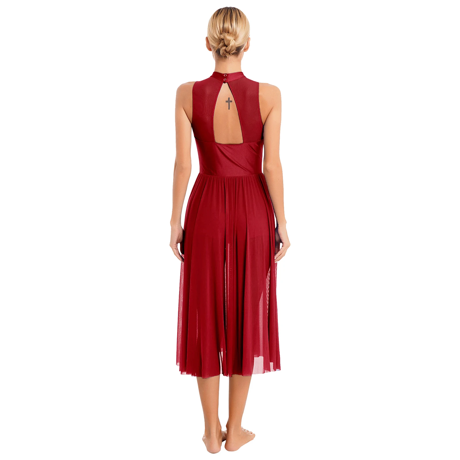 Women Lyrical Dance Long Dress Leotards Modern Contemporary Ballet Dance Dresses Sleeveless Rhinestones Performance Costume