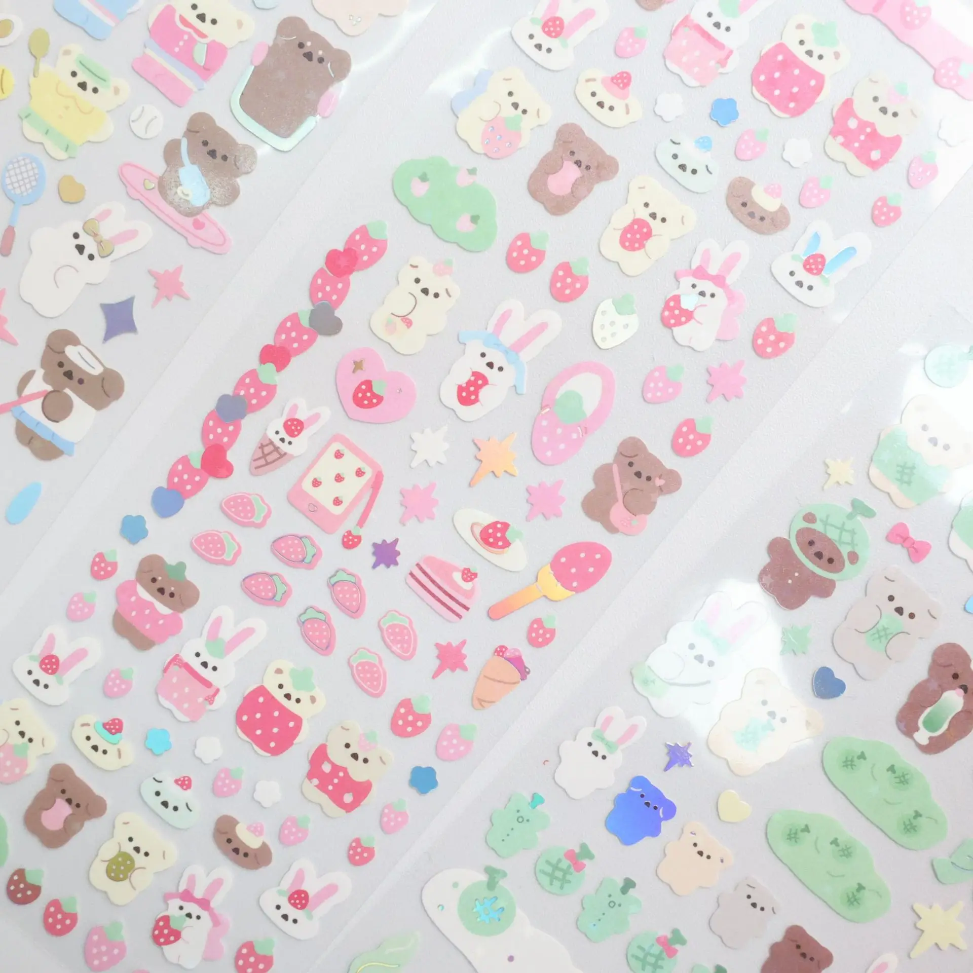 Korean Ins Prevalent Bear Laser Stickers Scrabbooking Diary Stationery cute Decorative Sticker Children Kawai Gift Deco Supplies