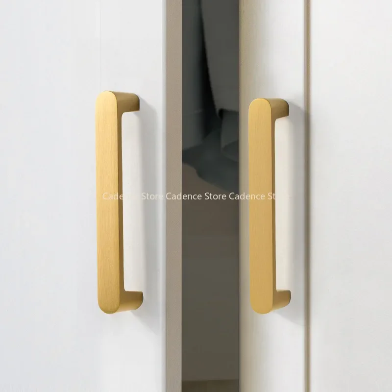Minimalist Cabinet Knobs, Solid Brass Handles Simple Modern Gold Finish for Drawer Wardrobe