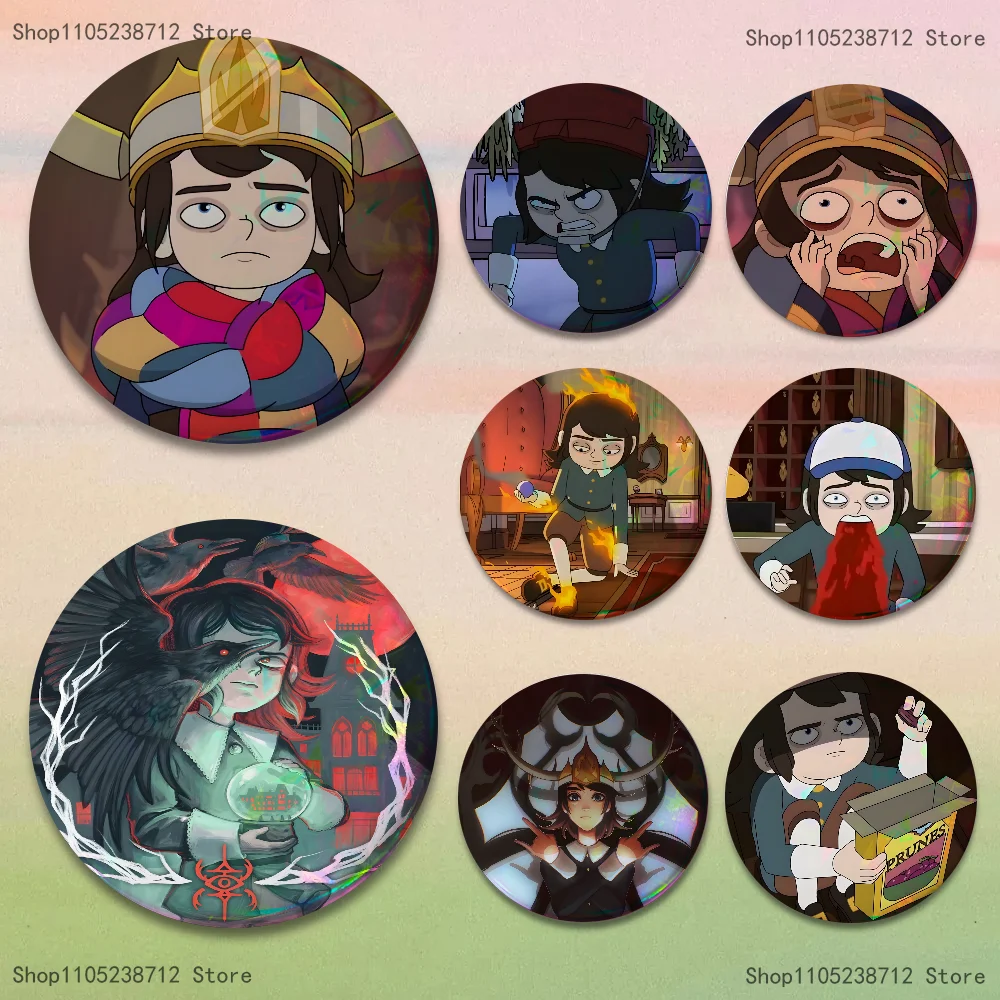 Abaddon H-HauntedS H-Hotel شارات زر مستدير الإبداعية دبوس بروش شارة حقيبة ديكور المشجعين جمع الأصدقاء الهدايا