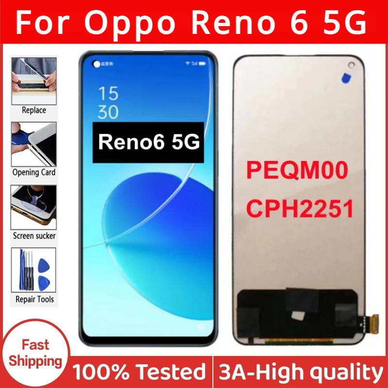 

6.43" TFT For OPPO Reno6 5G LCD CPH2251 Display Touch Screen Digitizer Assembly For OPPO Reno 6 5G lcd