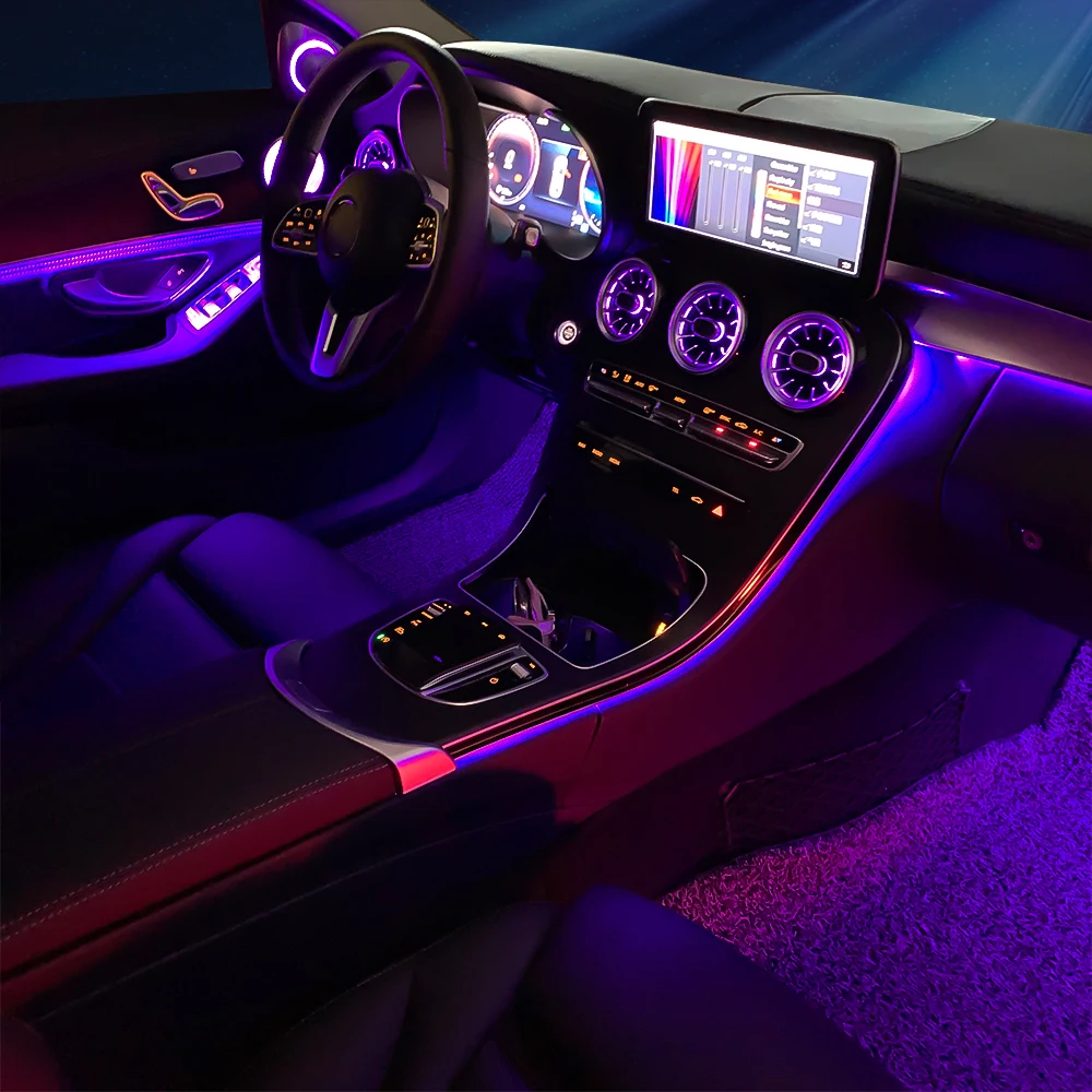 Ambient Light 3/12/64 Colours For Mercedes-Benz C/GLC Class Coupe W205 C43 C63 X253 LED Vents Speaker Decorative Light Retrofit