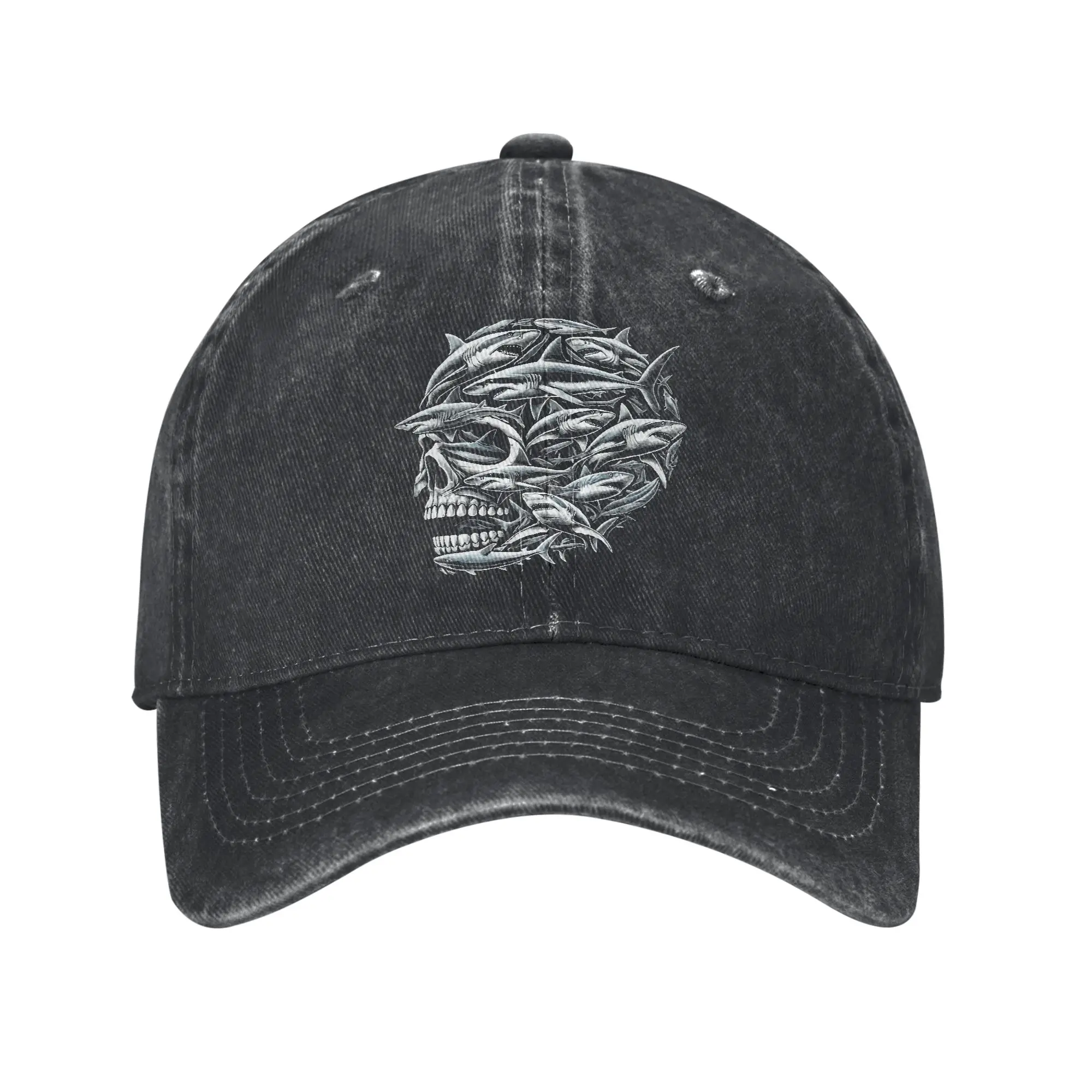 Zombie Shark Halloween Costume Spooky Trick Or Treat Baseball Cap Sun  Hunting Camping Adjustable Washed Trucker Hat