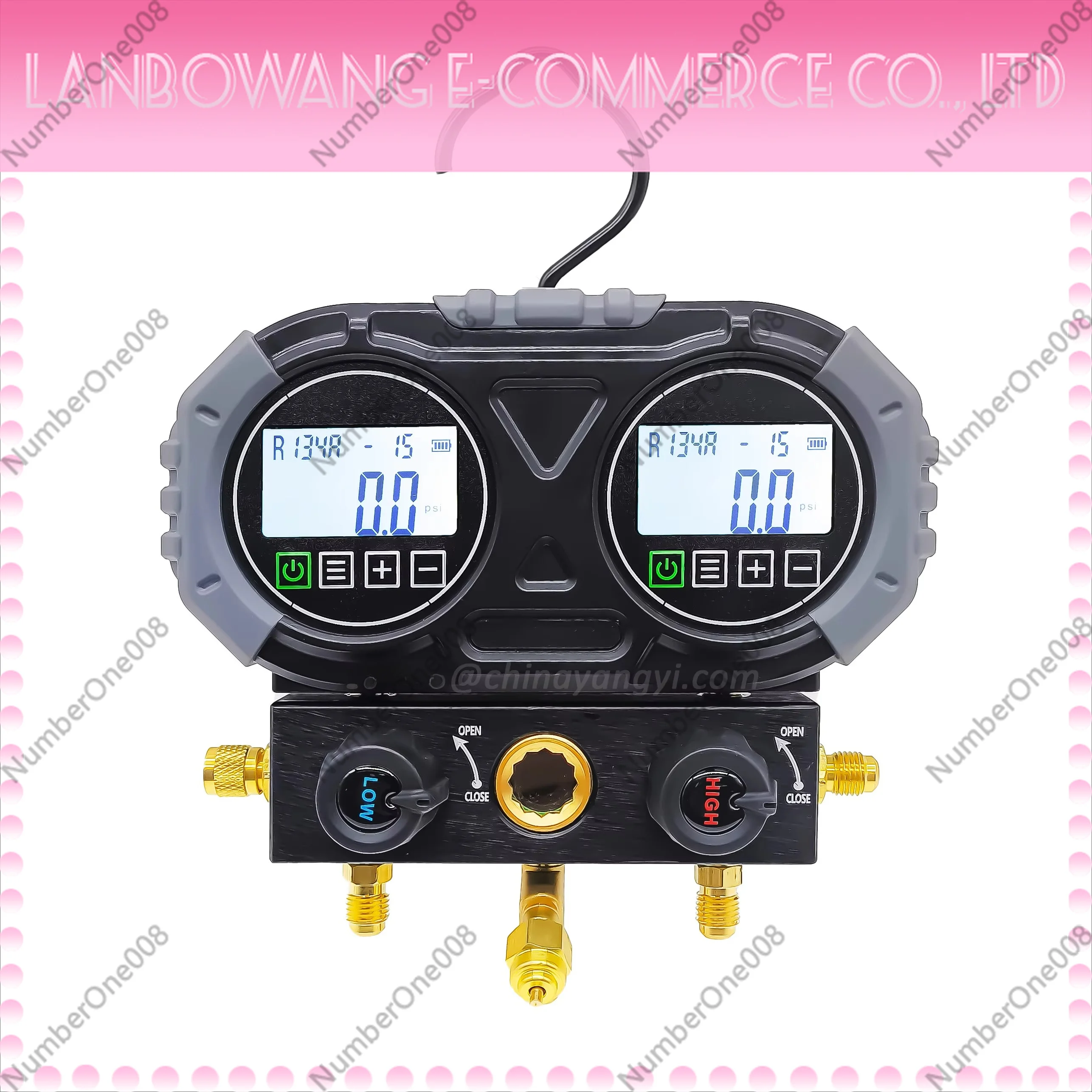 Digital HVAC Manifold Gauge Set for R134A/R410A/R1234YF/R290/R600