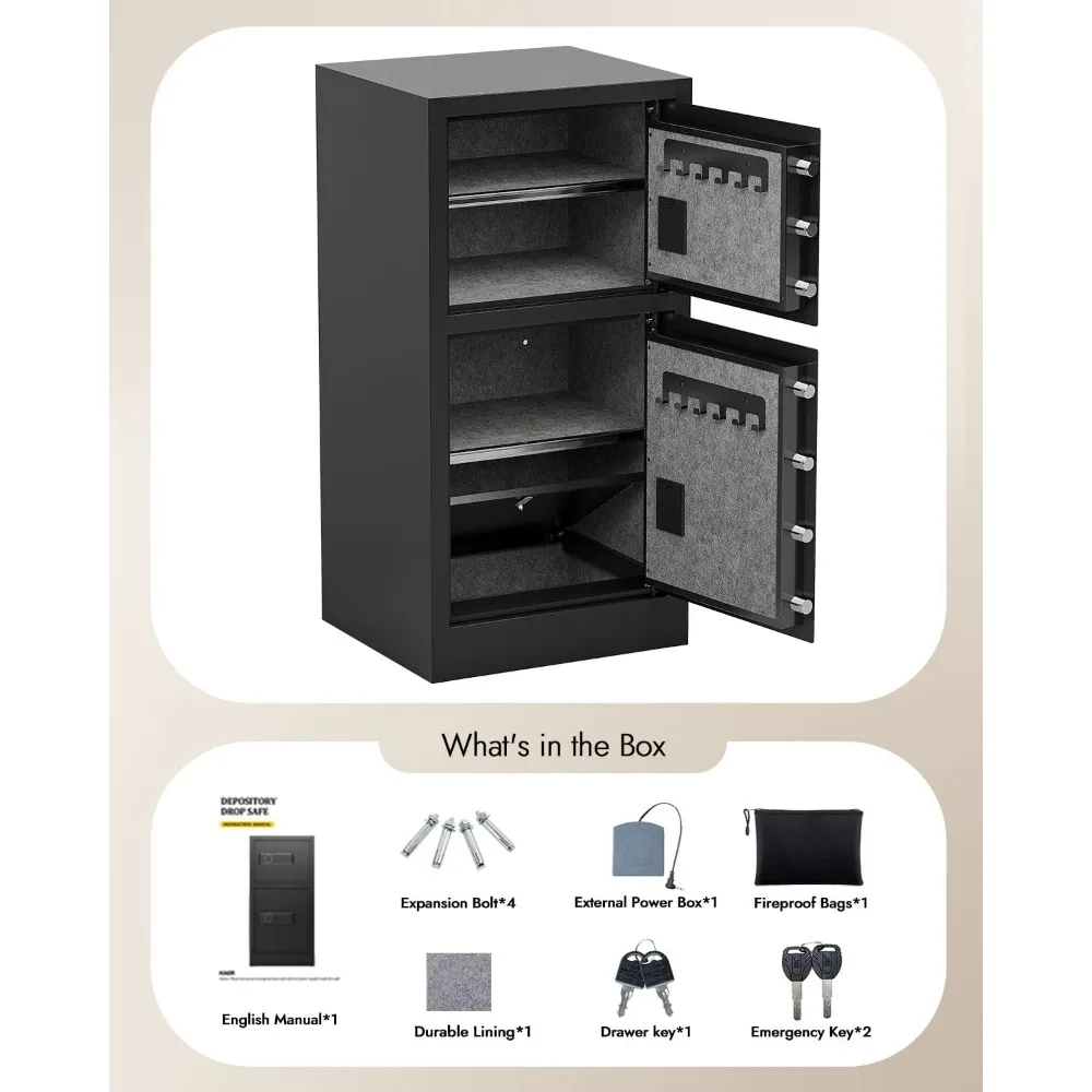 8.6 Cuft Safe Box Heavy Duty Double Door Home Safe with Fireproof Waterproof Bag,Fireproof Safes with Hidden Lock Box Security S