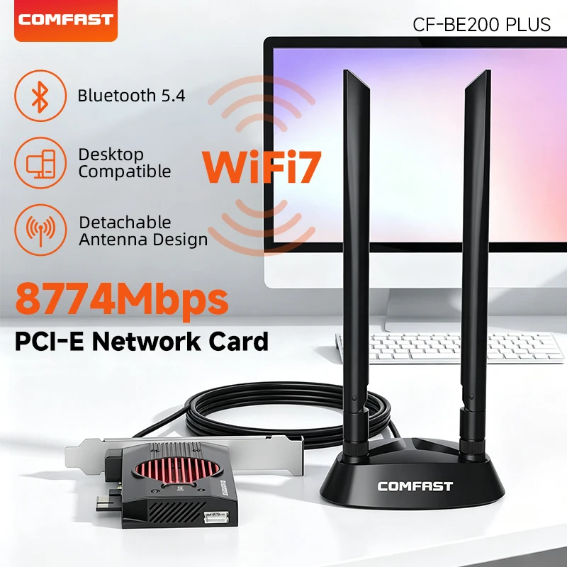 COMFAST WiFi7 PCIE Adapter BE8800 Tri-Band Wifi Adapter 2.4G/5Ghz/6Ghz 802.11AX Network Card Wireless Receiver For PC Win 10/11