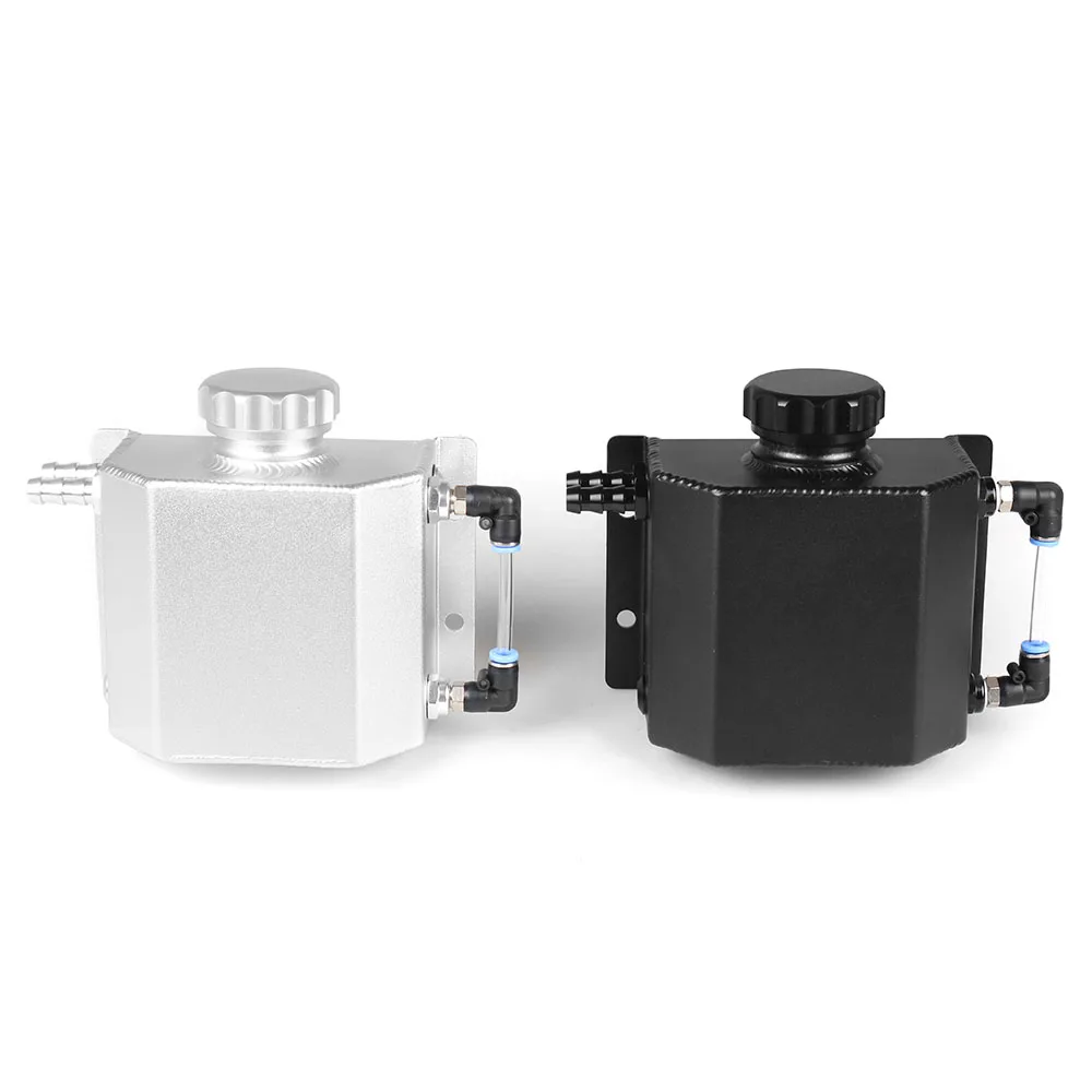 

​Universal 1L Aluminum Oil Catch Can Reservoir Tank with Drain Plug Breather Oil Tank Fuel Tank