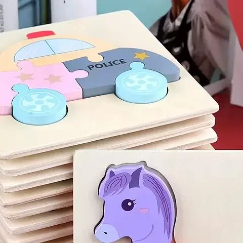 유아를 위한 교육용 3D 나무 퍼즐, 나무 직소 퍼즐, 몬테소리 게임 및 교육 장난감