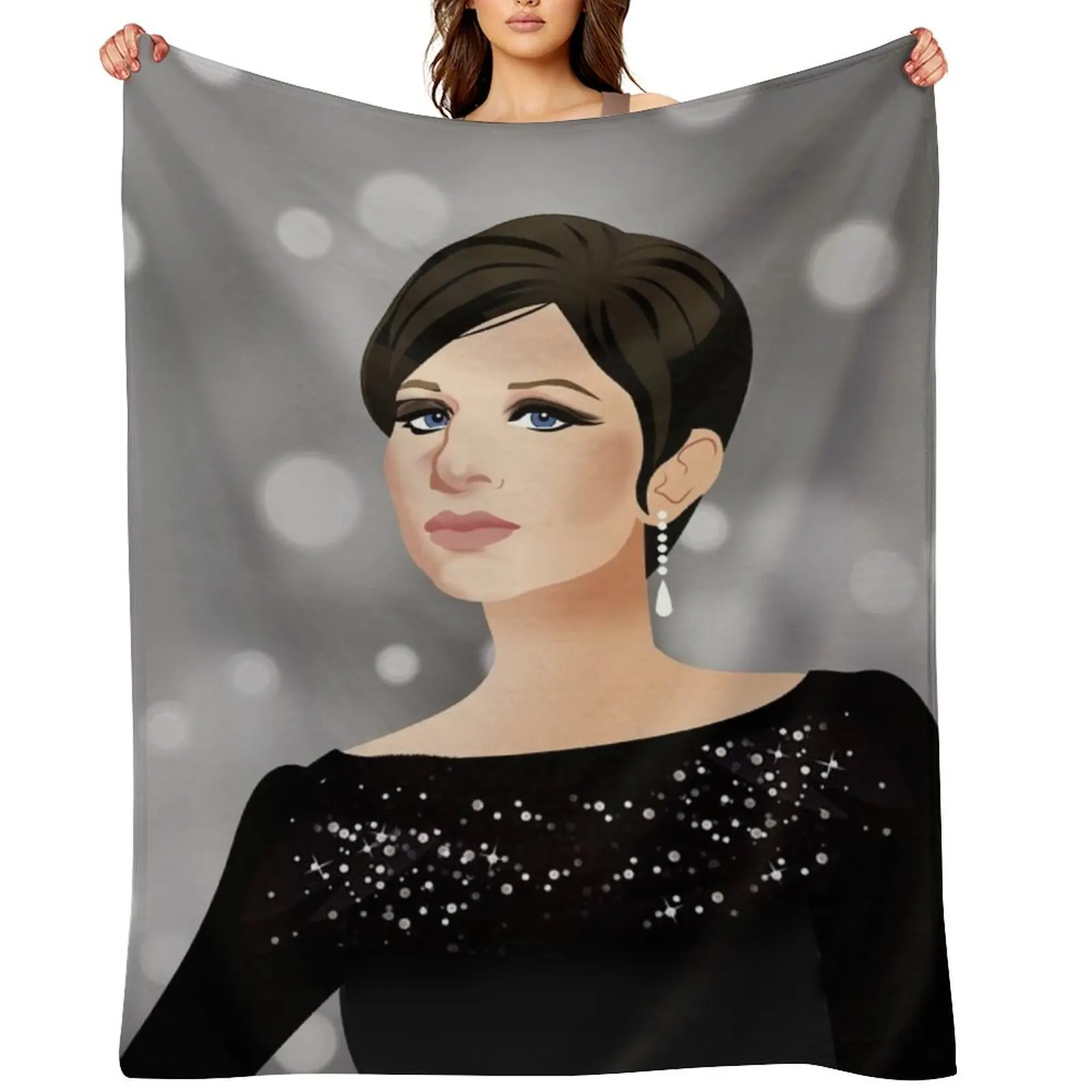 Barbra Streisand: Iconic Oscars Outfit Tribute Throw Blanket Furry Hairys Bed Fashionable Summer Blankets For Baby Blankets