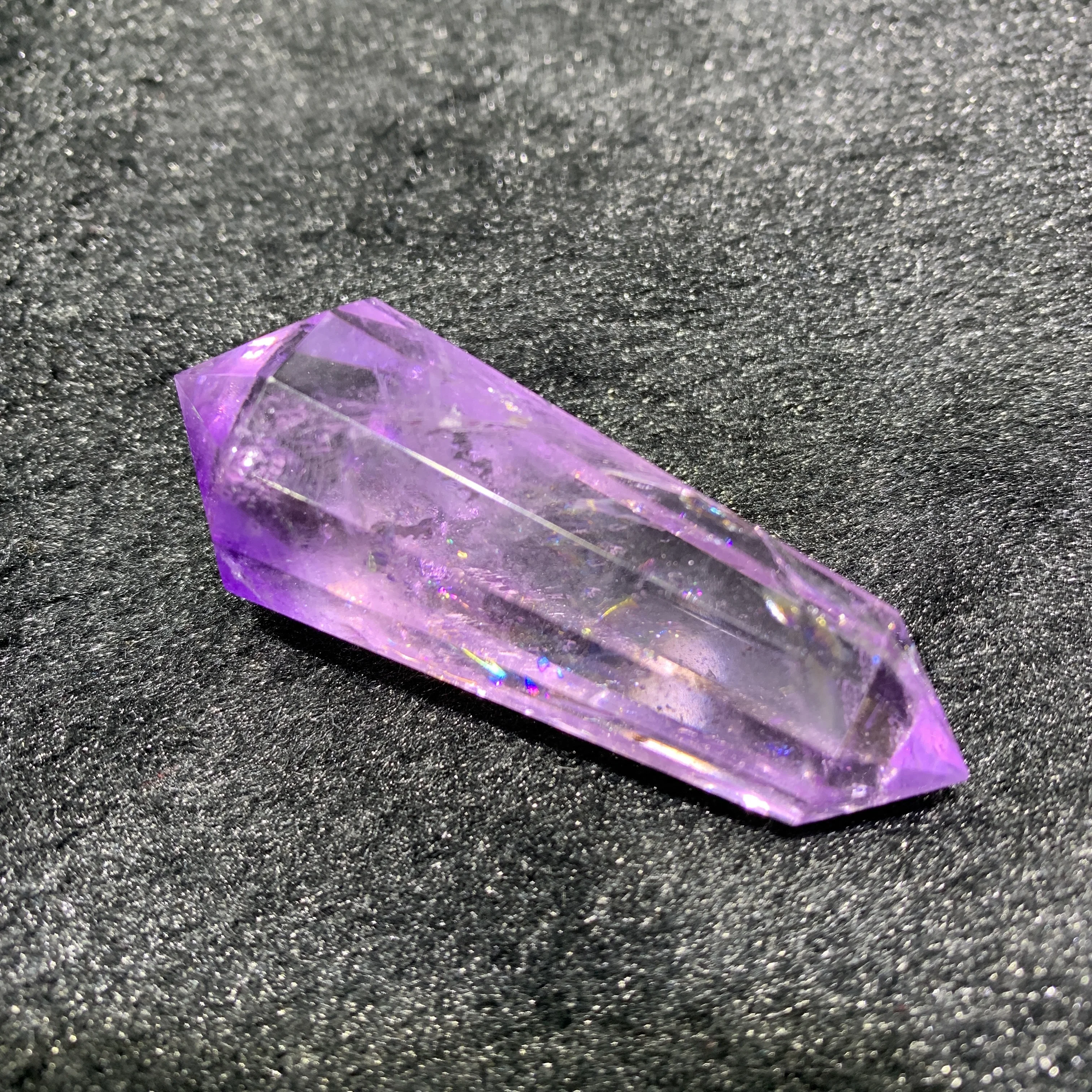 Natural Amethyst Crystal Quartz with Rainbow Double Terminated Vogel Points Gemstone Crystal Wand Spiritual Reiki Healing