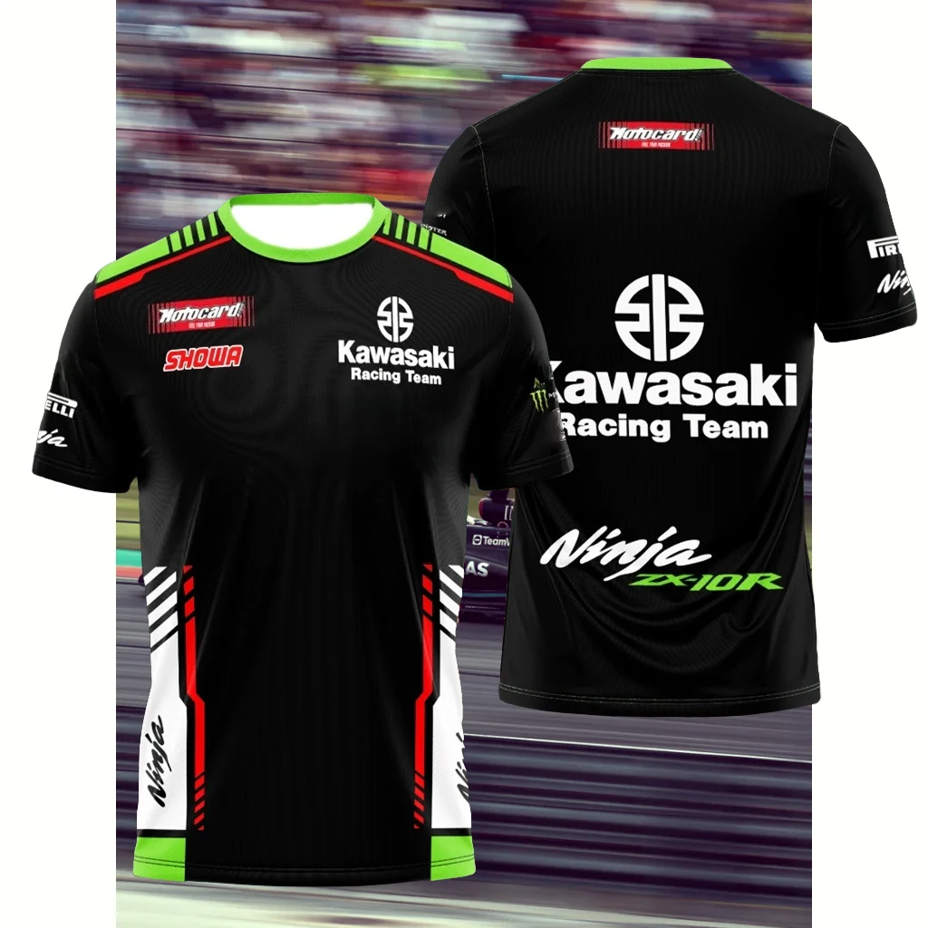 

25-26 Kawasaki Ninja Футболка для гонок на мотоциклах для мужчин и женщин Спорт на открытом воздухе Досуг Велоспорт Взрослый Скоростная сушка 3D-печать