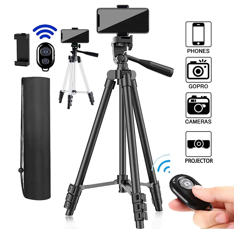Tripé de fotografia universal com controle remoto Bluetooth de 100 cm para smartphones com compatibilidade de gravação de vídeo