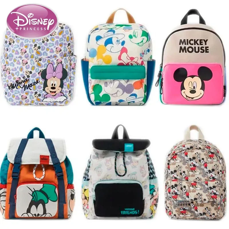 Disney Cartoon Backpack Women's Mickey Mouse Donald Duck Pattern Student School Bag Large Capacity Backpack Girls Shoulder Bag