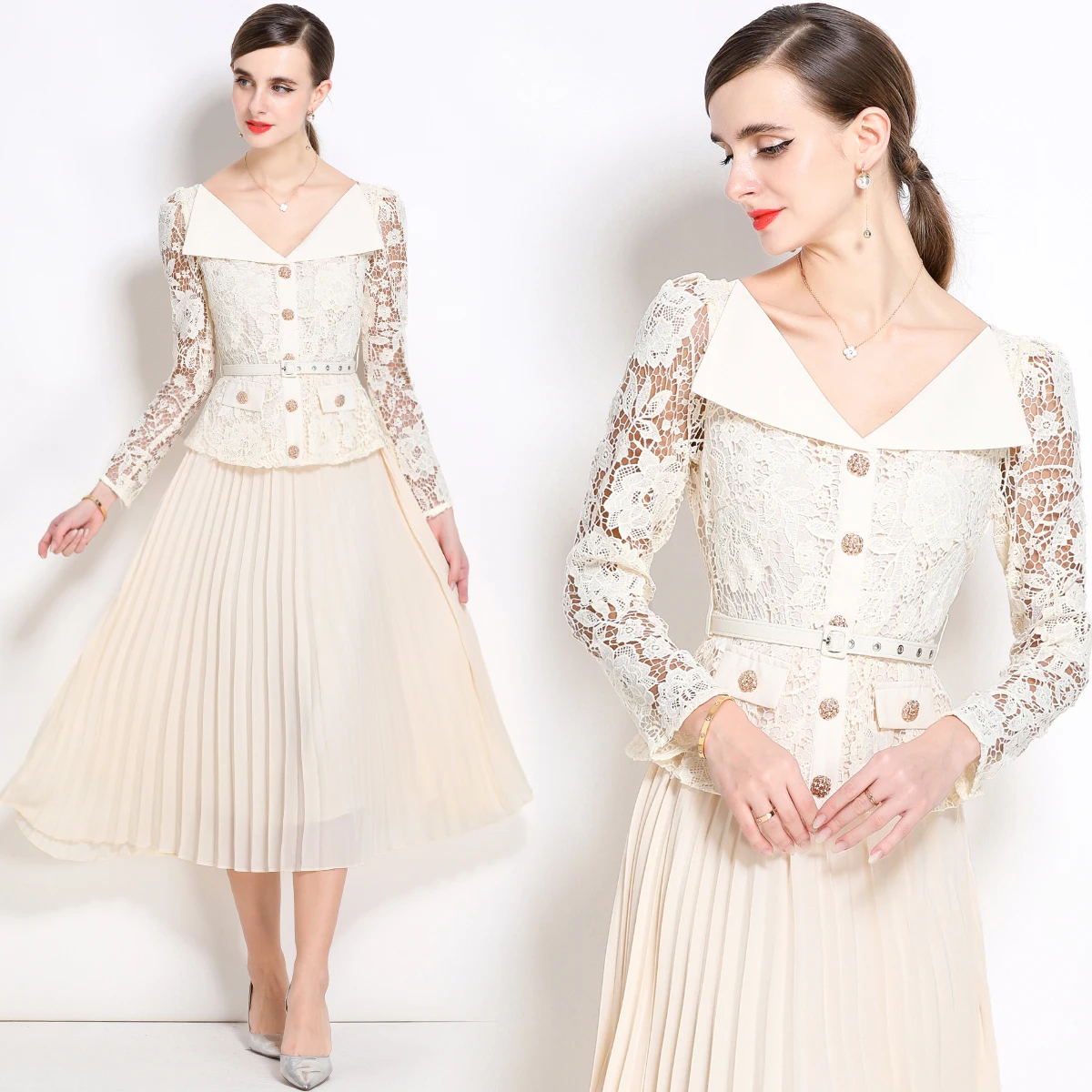 Automne piste fleur broderie dentelle Patchwork robe de bal femmes été automne à manches longues ceinture Midi longues robes de soirée