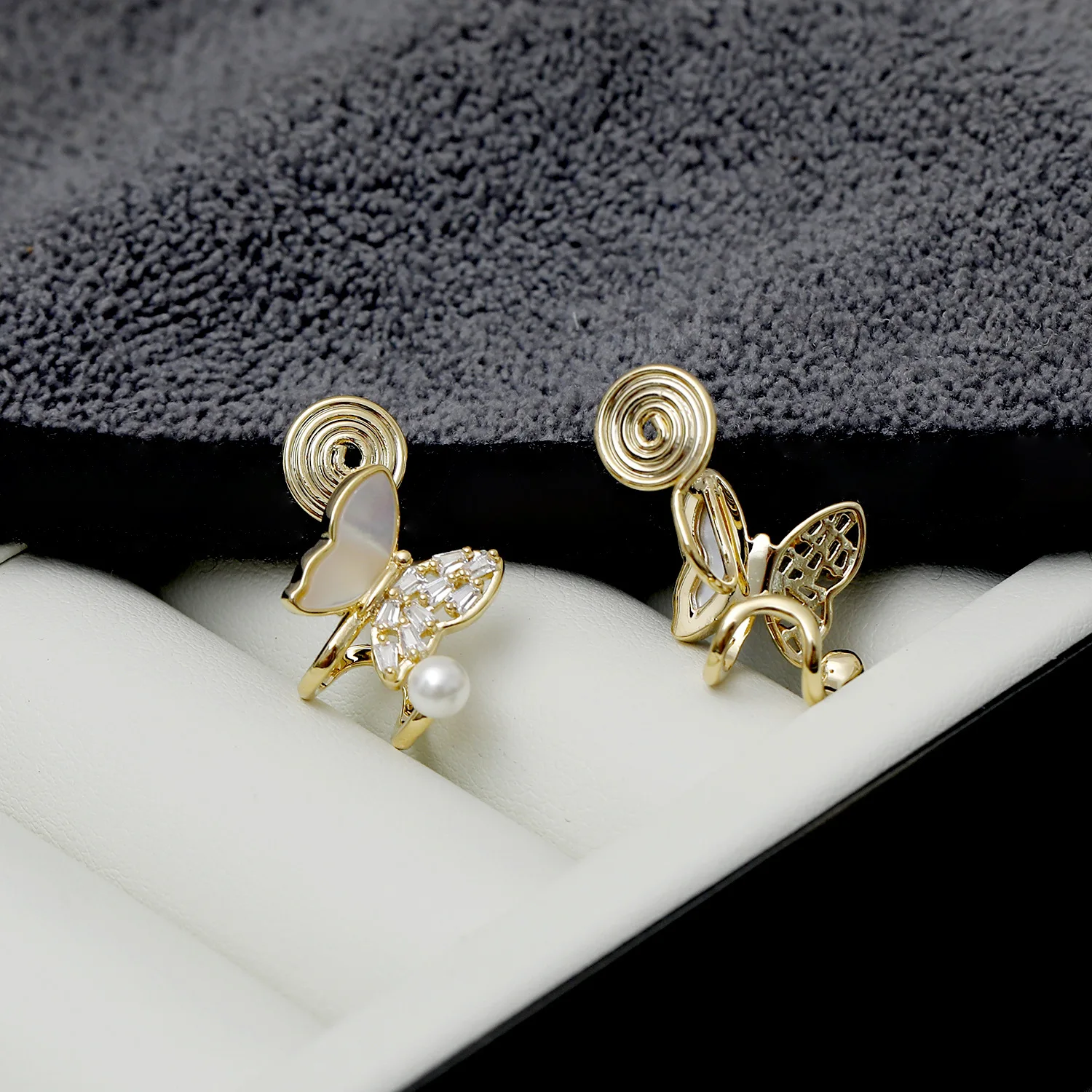 Natural Mother Shell No Piercings Earring for Women W/ECO Brass Clips Shinny Zircon 14K Gold Filled Butterfly Jewelry 2023 Hot