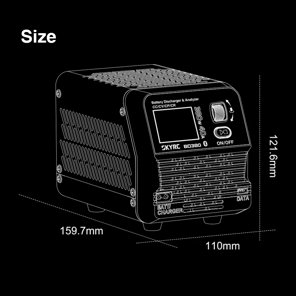 SkyRC BD380 Battery Discharger Analyzer 380W 40A 30V Four Modes CC/CP/CR/CV Battery Burst PowerBoosted Designed for RC Models