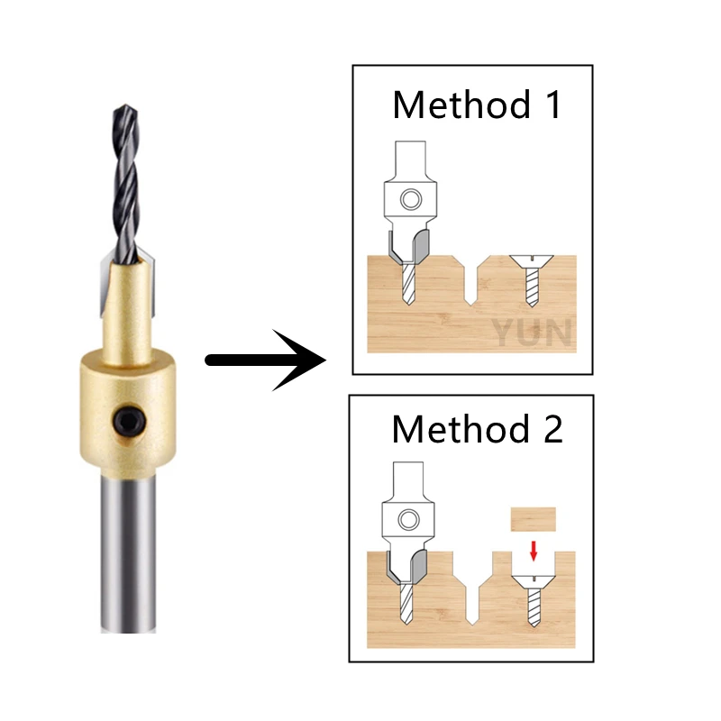 Countersunk Bit Countersink Head Screw Deep Lead Hole Cone Salad Drill Bit Punching Step Hole Opener Woodworking Tools CNC 8MM