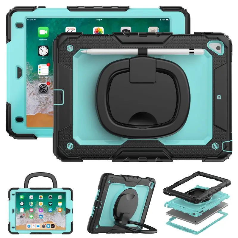 For IPad Mini 4 5 6 Pro9.7 Air2 Air4 Pro11 Air5 10.9 10th pro12.9 inch Case Kids Shockproof Pull Ring Shoulder Strap Stand Cover