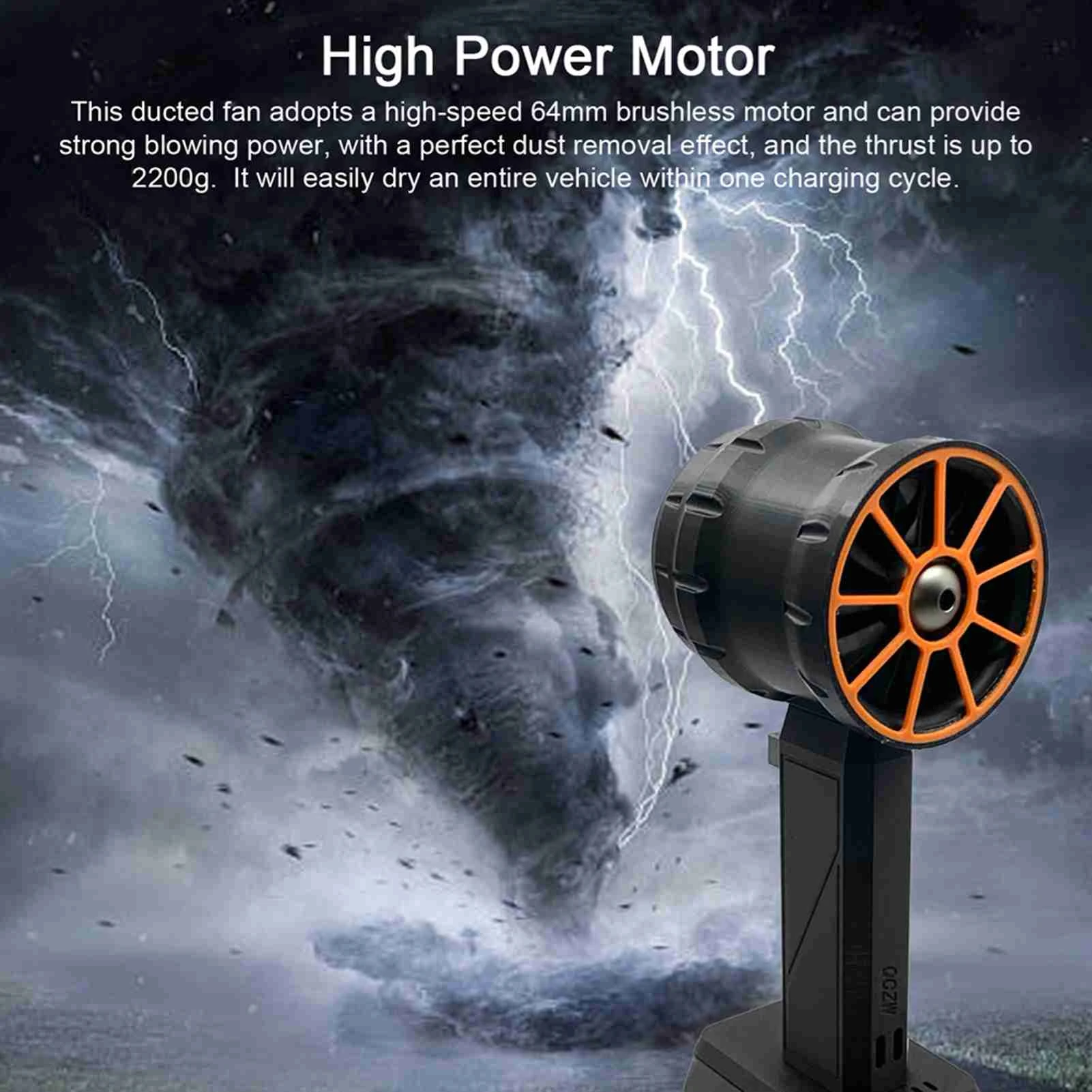Handheld duct turbine fan with a thrust of 2200g and a brushless motor of 64mm, portable high-power blower, is used for keyboard