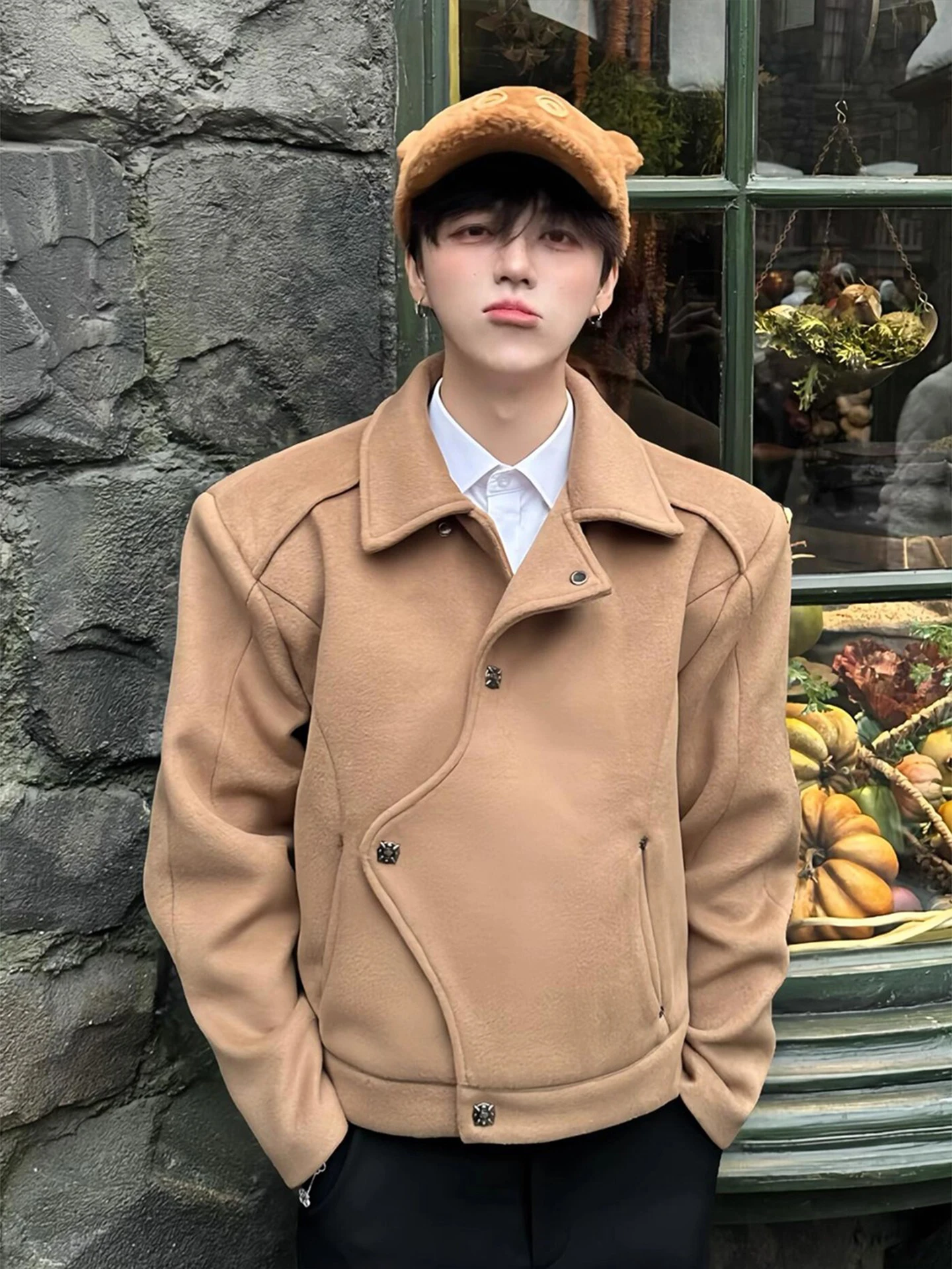 

Мужское шерстяное пальто ort Thiened, осенне-зимнее роскошное повседневное хлопковое пальто длиной до плеч, пышное внутреннее хлопковое пальто