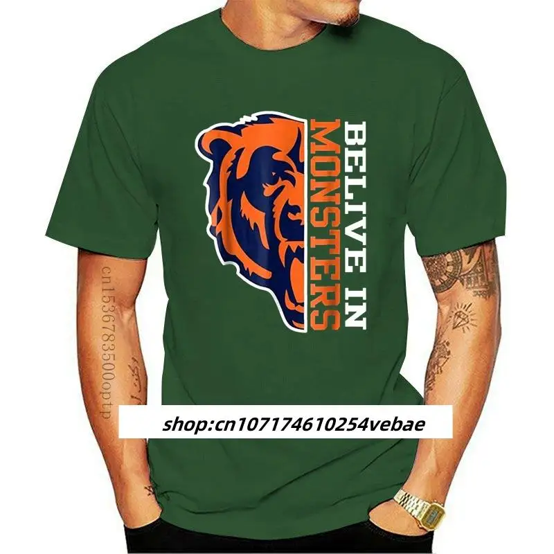 Belive In Monsters Bear Football Chicago Fan Fashion T Shirt Men Women Graphic TEE Shirt