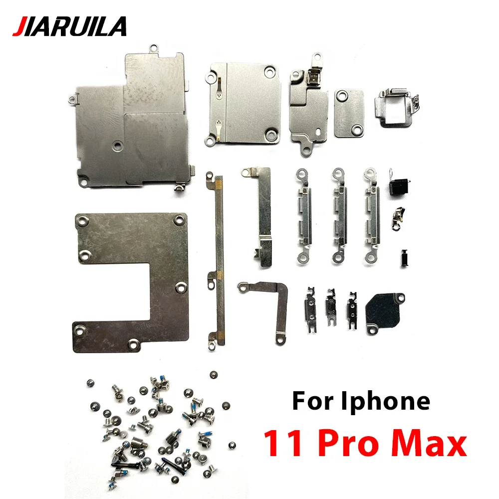 20ชิ้นแผ่นฝาครอบโลหะด้านในเมนบอร์ดเหล็กด้านในพร้อมสกรูสำหรับ iPhone 11 12 13 14 PRO MAX 14 plus ส่วนที่ยึดสกรู