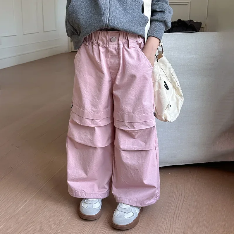 

Childrens Pants 2025 Spring Autumn New Boys and Girls Baby Fashionable Street Style Casual Overalls Tide Solid All-match