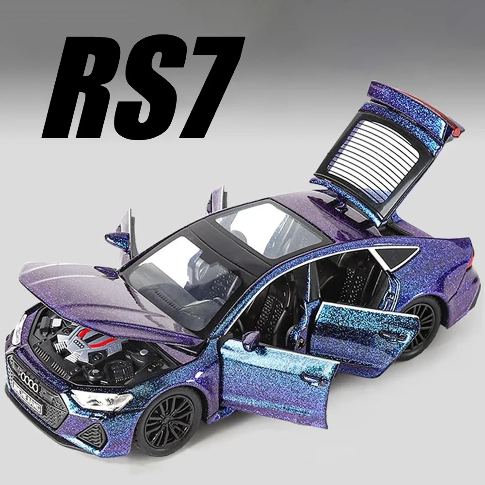 1:32 RS7 A6L Car Model Toy Alloy Diecast Doors Opened Sound Light Pull Back Vehicle Models Collection Toys Gifts for Children