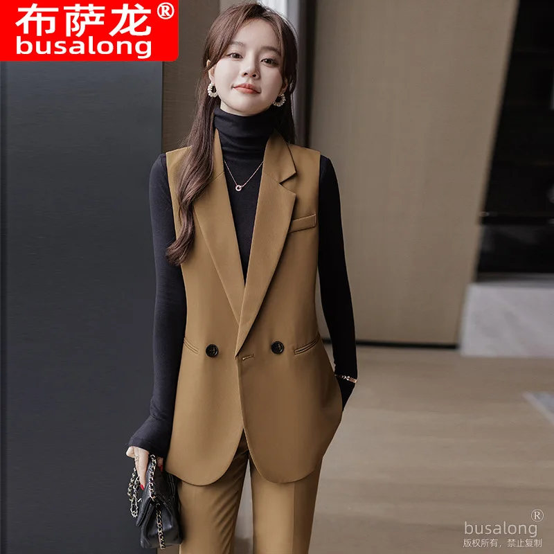 Giacca da gilet da donna di media lunghezza2025Spring Nuovo gilet blazer con spacco alla moda elegante in stile coreano