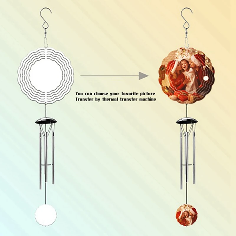 6PCS Sublimation Wind Spinner Blanks Outdoor Decor, Outdoors Wind Chimes For Outside With Aluminum Tubes For Mom Women Durable