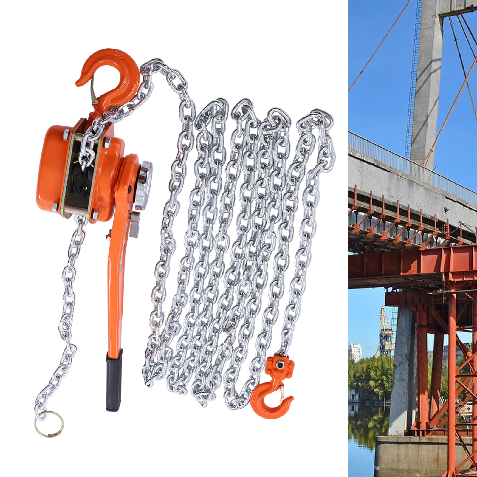 

Chain Come Along 20 feet for Warehouse Garages Construction Zones Manual Lever Chain Hoist 3300 lbs