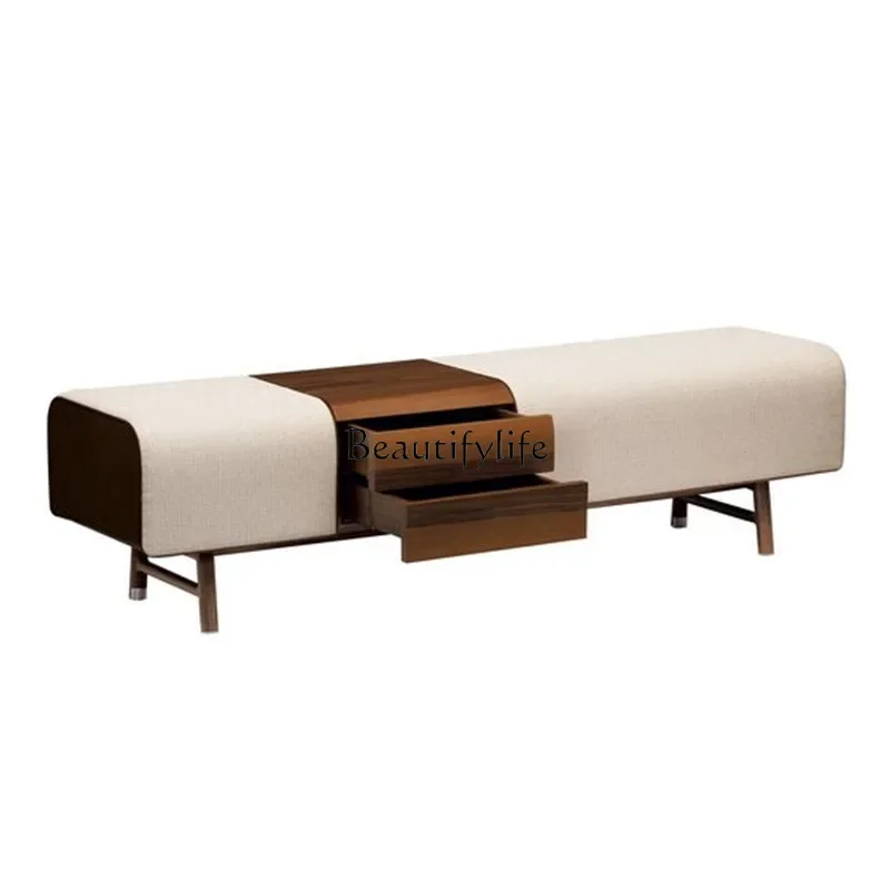 

pg45Italian Light Luxury Solid Wood Fabric Bed End Stool Nordic Simple Shopping Mall Shoes Sofa Bench