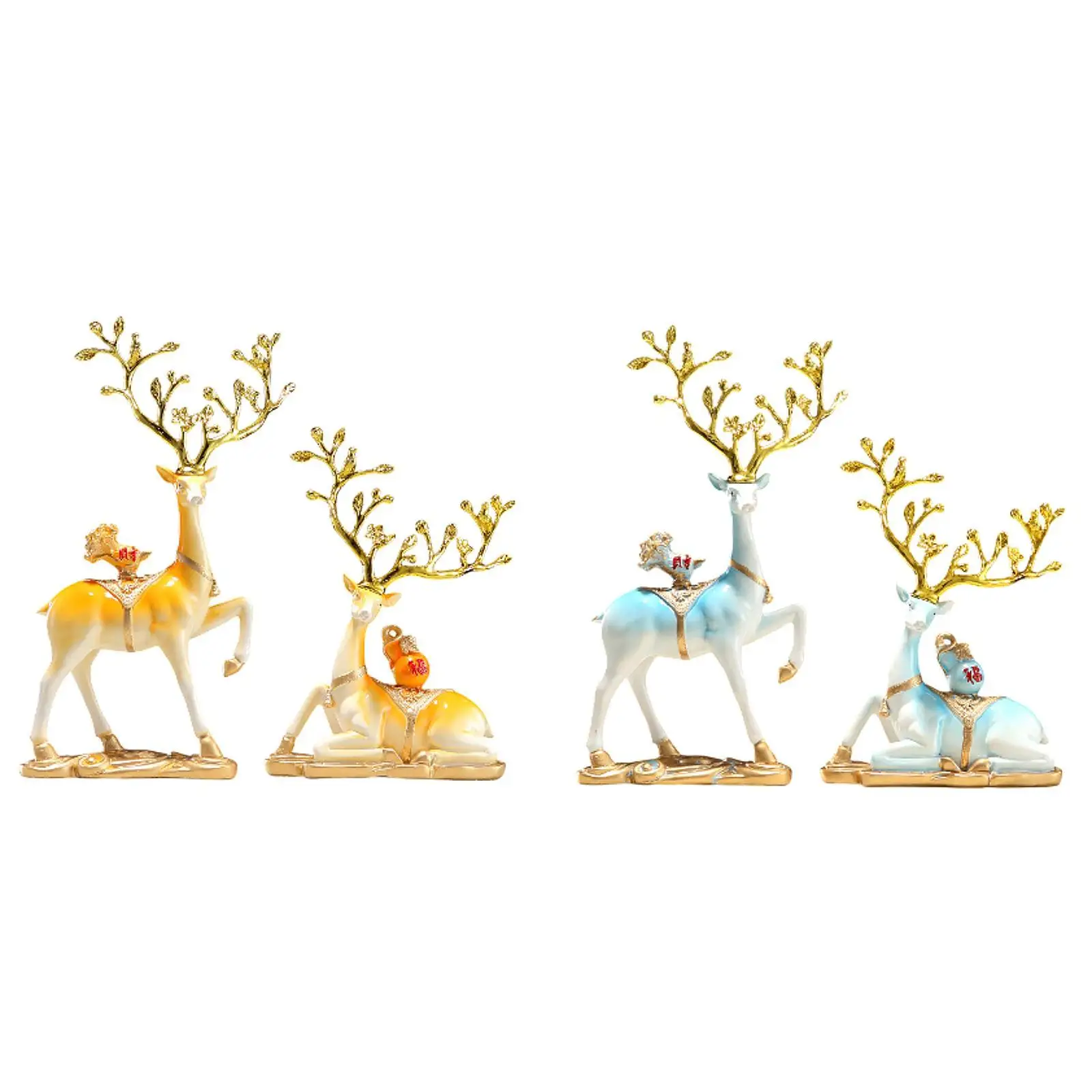 

2x Elk Statues Figurines Decors Cabinet Festival Livingroom Deer Sculptures