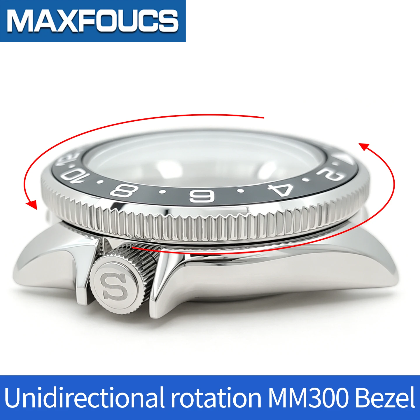 MM300 SKX 3.8 Uhrengehäuse-Set, silberfarben, poliert, passend für NH35/NH36/NH34 MOD-Uhrengehäuse, Teile, Saphirglas-Einsatz, Krone, individuell – Detail 5