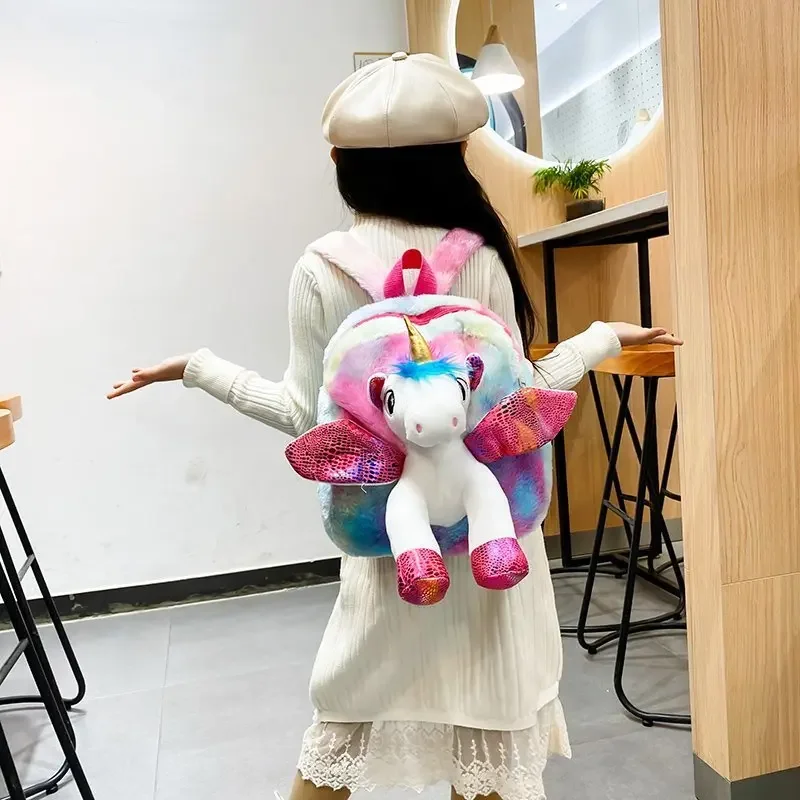 Kids Backpack Cute Stuffed Unicorn Toys Toddler Backpack Plush Unicorn Backpack Mini Soft Lightweight Travel Bags for Boys Girls