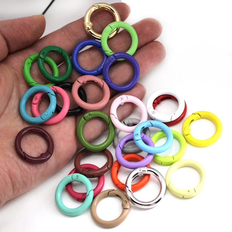 10PCS 25mm 33 mm Metal Spring Clasp Keyring Openable Round Carabiner Keychain Clips Hook Dog Chain DIY Jewelry Buckle Connector