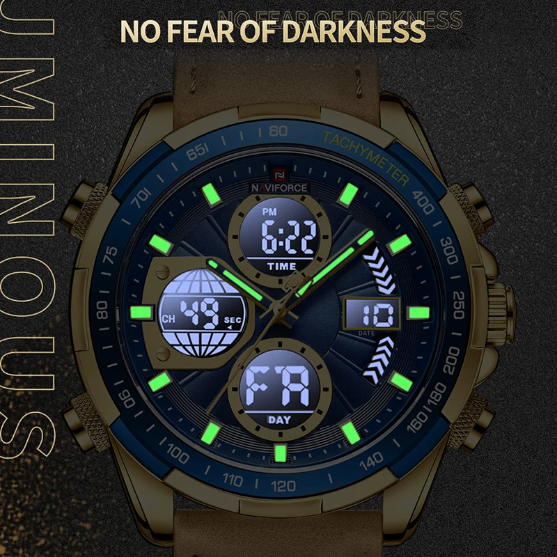 NAVIFORCE Digital Men Military Watch Waterproof Wristwatch LED Quartz Clock Luxury Male Fashion Gold Watches Relogios Masculino