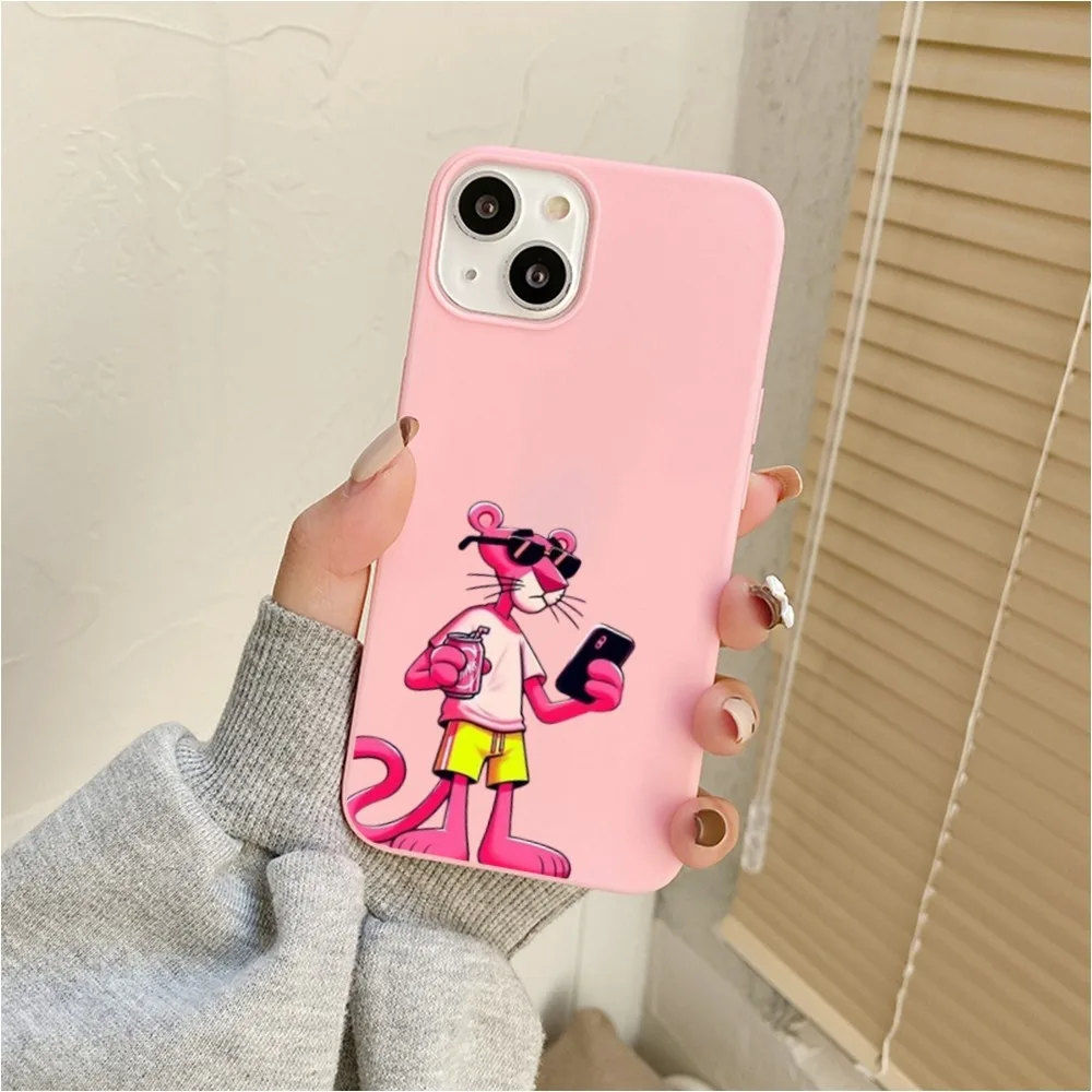 P-pink P-panther-pp Cartoon Phone Case For Iphone 11 13 14 Pro Max X Xr Xs Max Se2020 12mini Pink Cover Case