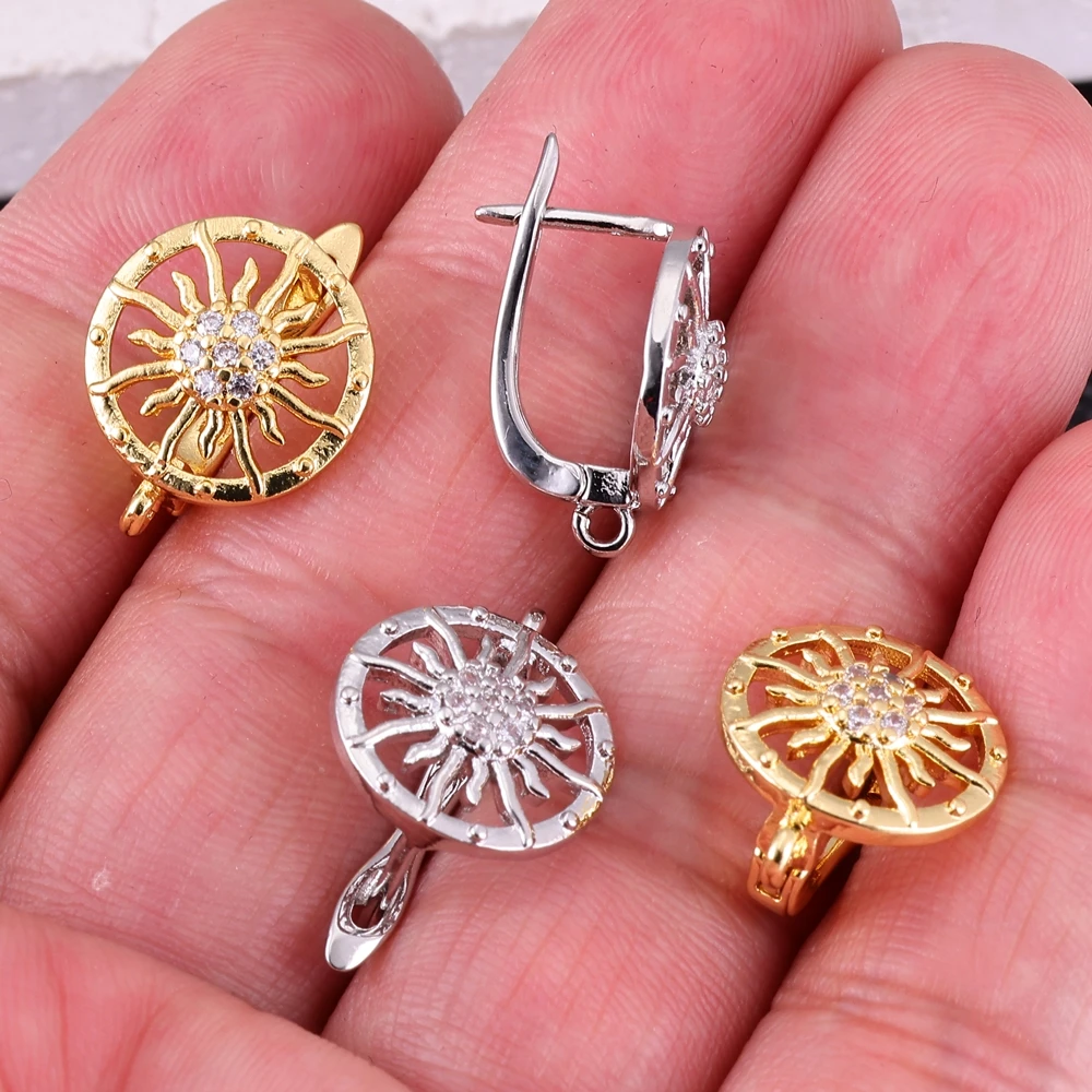 Juya handgefertigte 18K vergoldete Kupfer-Shvenzy-Basisverbinder, Schnallenverschlüsse, Ohrringhaken für DIY Damen-Anhänger-Ohrringe – Detail 1