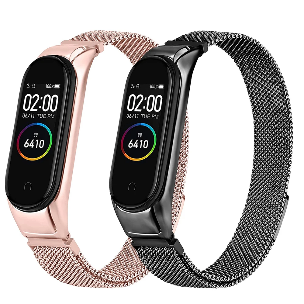 Essidi Magnetic Mesh Band For Xiaomi Mi Band 8 7 6 5 4 3 Stainless Steel Watch Bracelet Strap Loop For Mi Band 3 4 5 6 7 8