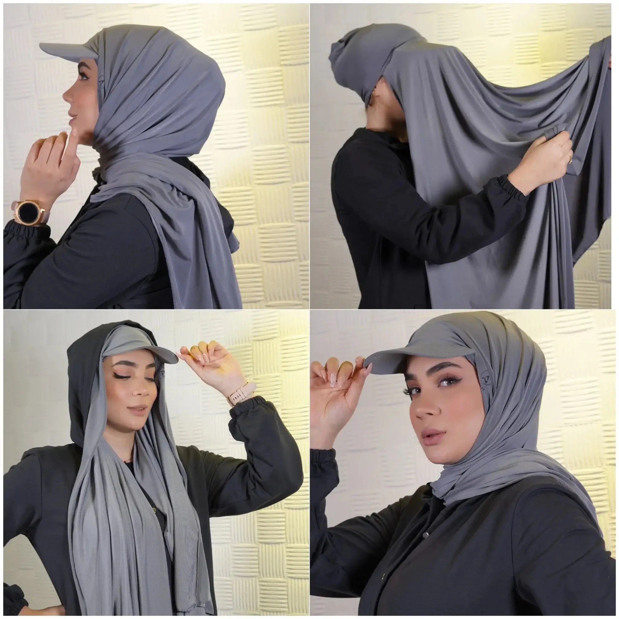 2023 New Fashion Women Hijab Baseball Caps with Instant Jersey Scarf Ready To Wear HIjab Headwrap Islamic Clothing Accessories