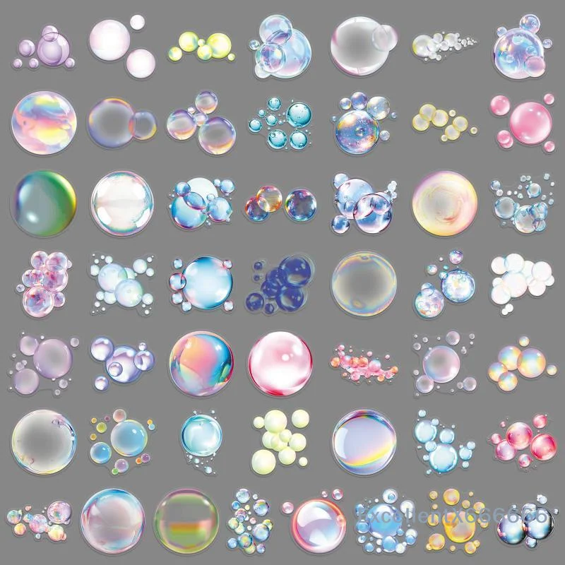 2PCS Waterproof Bubble Wall Stickers Iridescent Colorful Peelable Decals for Kids Bedroom Home Wall Art Decoration