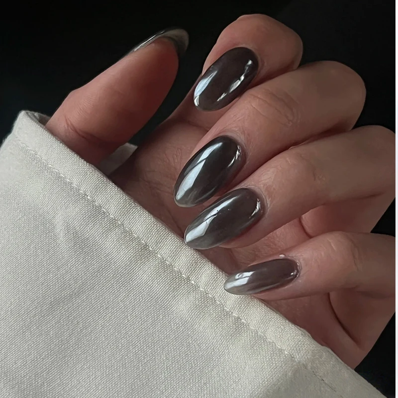 Polvo de uñas negro mágico de espejo, estilo ins, polvo de brillo de uñas de espejo súper brillante, polvo fino, textura fuerte, adecuado para ser