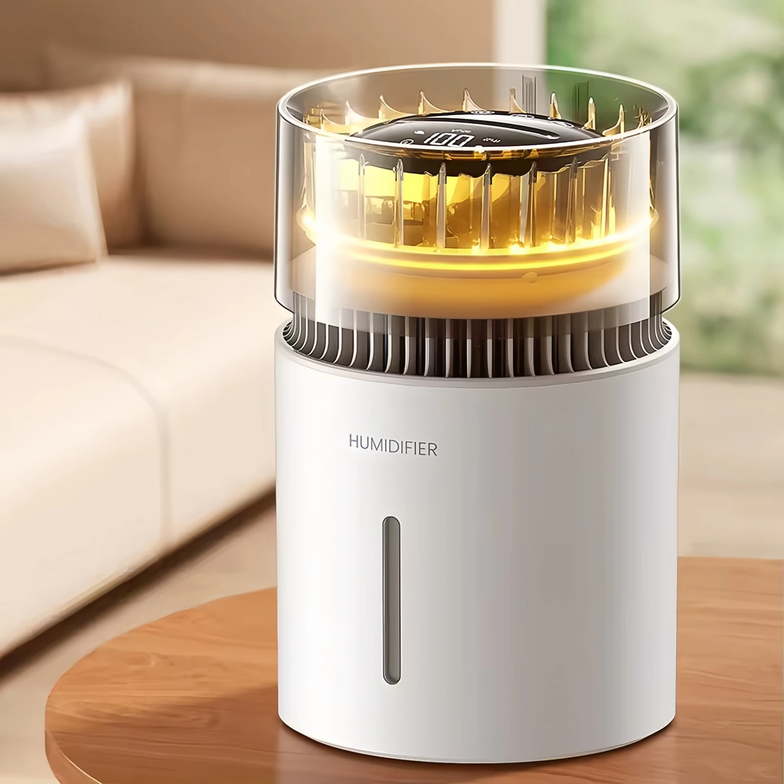 5l-クールミスト加湿器、マイナスイオン空気清浄機能付き-100段階速度調整可能、静音加湿器、寝室用空気清浄加湿器