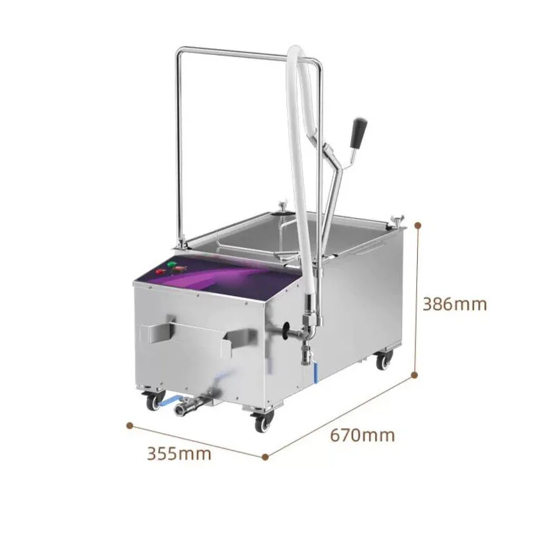 Commercial Mobile Stainless Steel Cooking Oil Filter Machine Electric Deep Fryer Oil Purifier Oil Filtration Cart - view 6