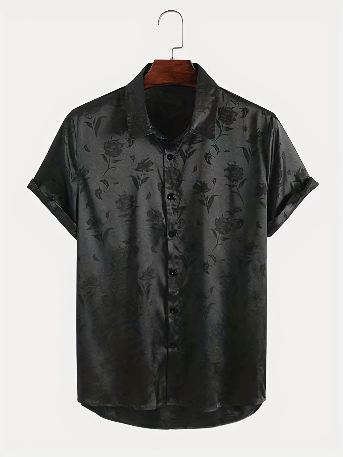 Floral print men's casual short sleeve shirt, summer resort men's shirt, men's tops