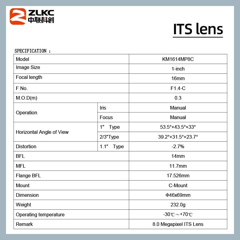 ZLKC-産業用レンズ,ゲームフォーカルレンズ,8.0メガピクセル,4Kマウント,Cマウント,手動アイリスカメラ,16mm