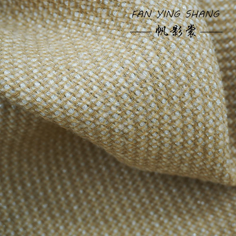 2025 tela de Tweed de lana de línea amarilla blanca y plateada para abrigo Telas Costura Tissus Couture тasanь taburete de costura Tecido tela Diy