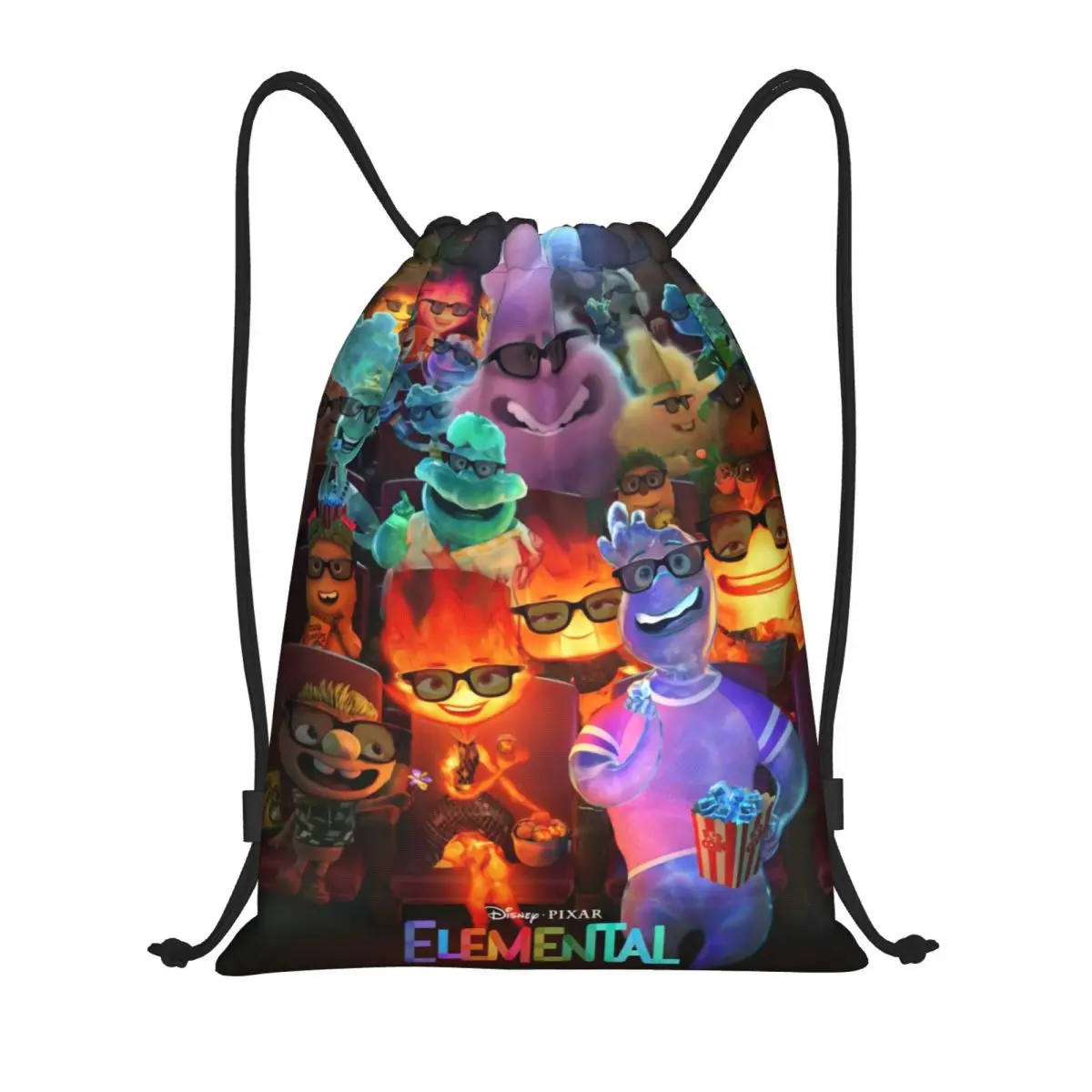 Custom Elemental Film Drawstring Bags Men Women Portable Gym Sports Sackpack Ember Lumen Shopping Storage Backpacks