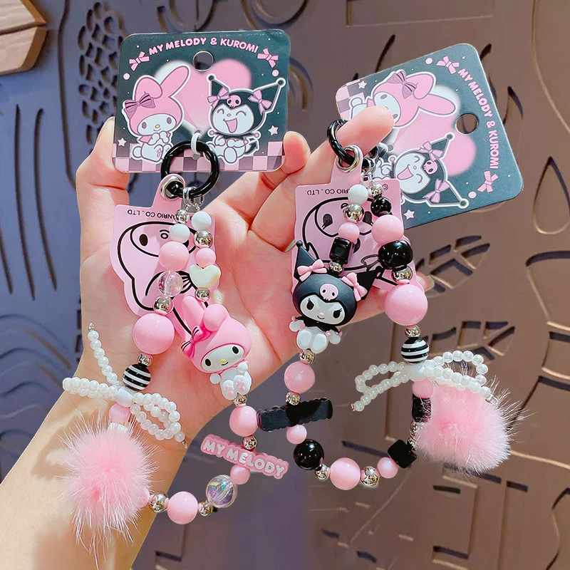 Sanrio Kuromi Melody Mobile Phone Chain Universal Phone Anti Loss Lanyard For Women Girls Fashion Phone Short Wrist Strap